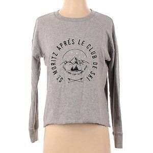 St. Moritz Apres Le Club De Ski Grey Pullover Lightweight Sweatshirt